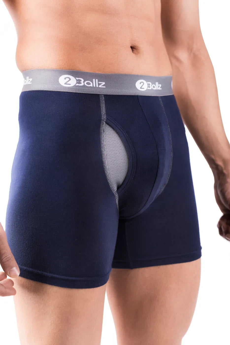 2BALLZ Men's Underwear Pouch Boxer Briefs Breathable Micro-Modal Fabric  Antimicrobial for Balls & Roll Resistant Waistband Inner Wears, (M, Navy